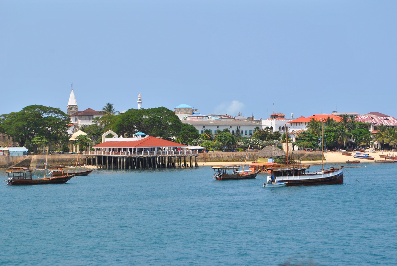 Pohled na město Stone Town z moře