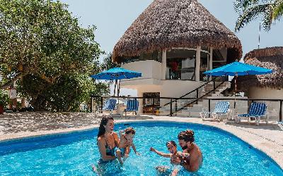 Family in the pool