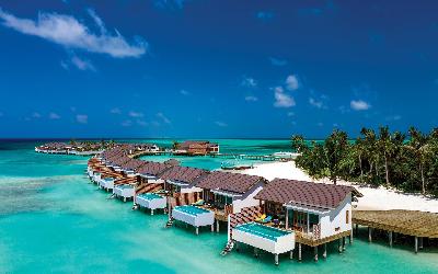 Sunset Water Villas With Pool Aerial View