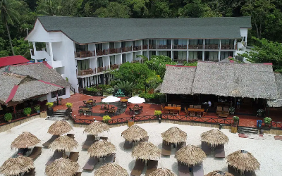 Terrace and beach