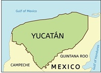 Yucatán, Mexiko - mapa